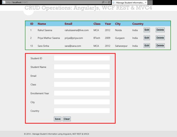 AngulaJS CRUD operation